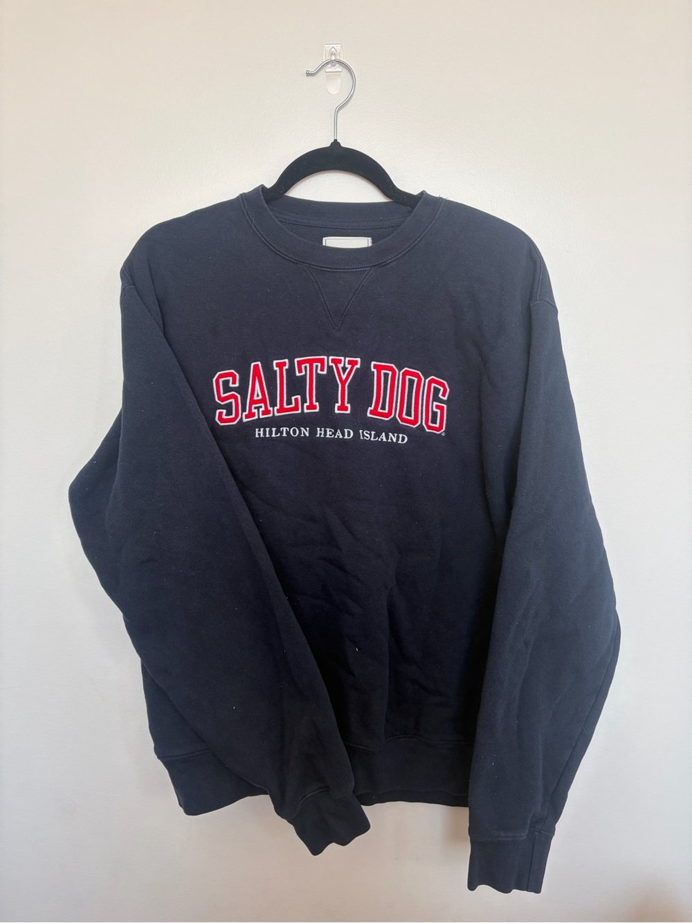 Gear For Sports Black Crewneck Sweatshirt with Red and White Embroidery